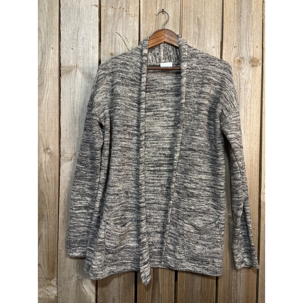 Columbia Womens Grey Marled Knit Open Front Cardigan Sweater Wool Blend AL1675 S